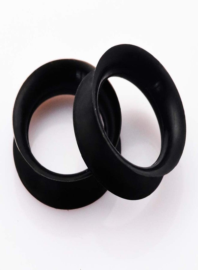 Stuppendux 1 Pair Black Soft Silicone Flexible Ear Skin Tunnels Plugs Expanders Gauges Hollow Body Piercing 9/16" 14mm - Image 3